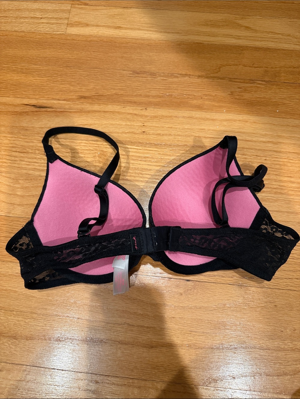 PINK Victoria's Secret Black Lace Cheetah Push-Up Bra - Picture 2 of 2